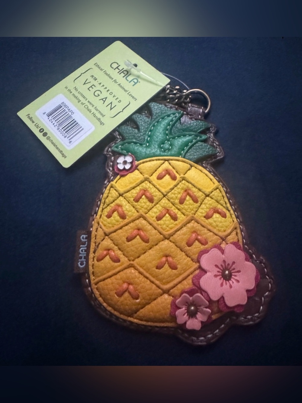 Chala Pineapple Key & Card Holder - Yellow, Green & Pink - Picture 2 of 3